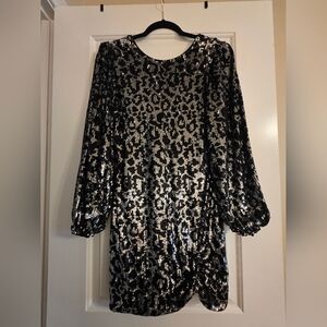 SAYLOR Black and Silver Sequin Mini Dress